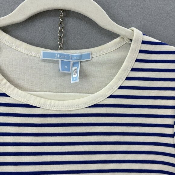 Draper James Striped Top Short Sleeve Embroidered Floral Size Small Boho, Casual - Picture 3 of 9